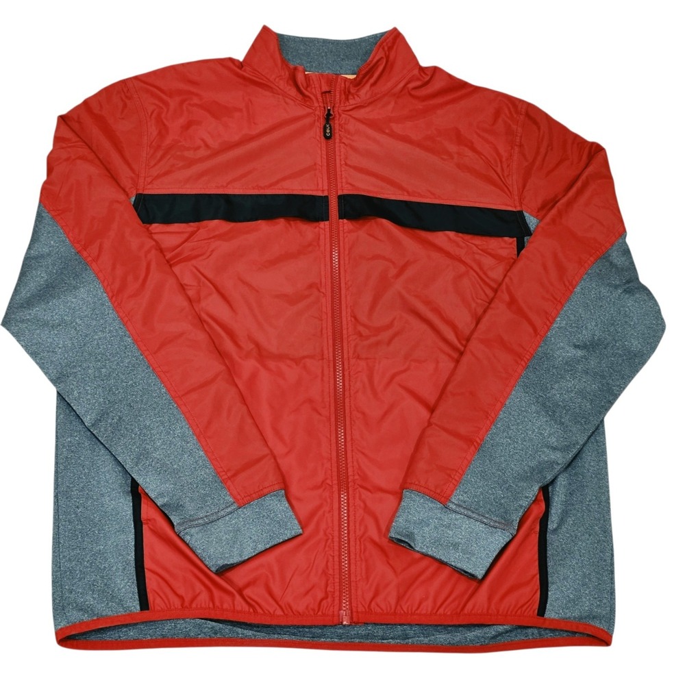 CBUK Cutter & Buck Jacket Men's L Red Gray Black Full Zip Hybrid Golf
